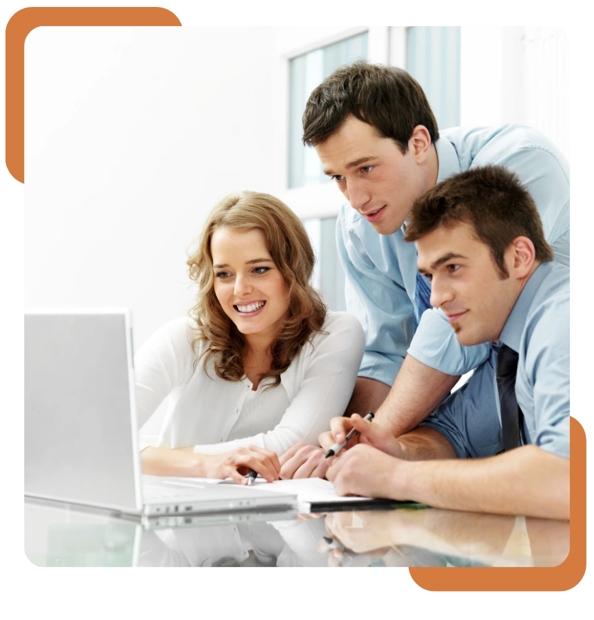 group meeting looking at the computer