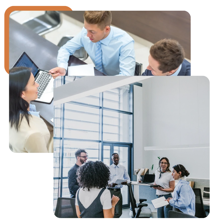 business meeting happing inside of office