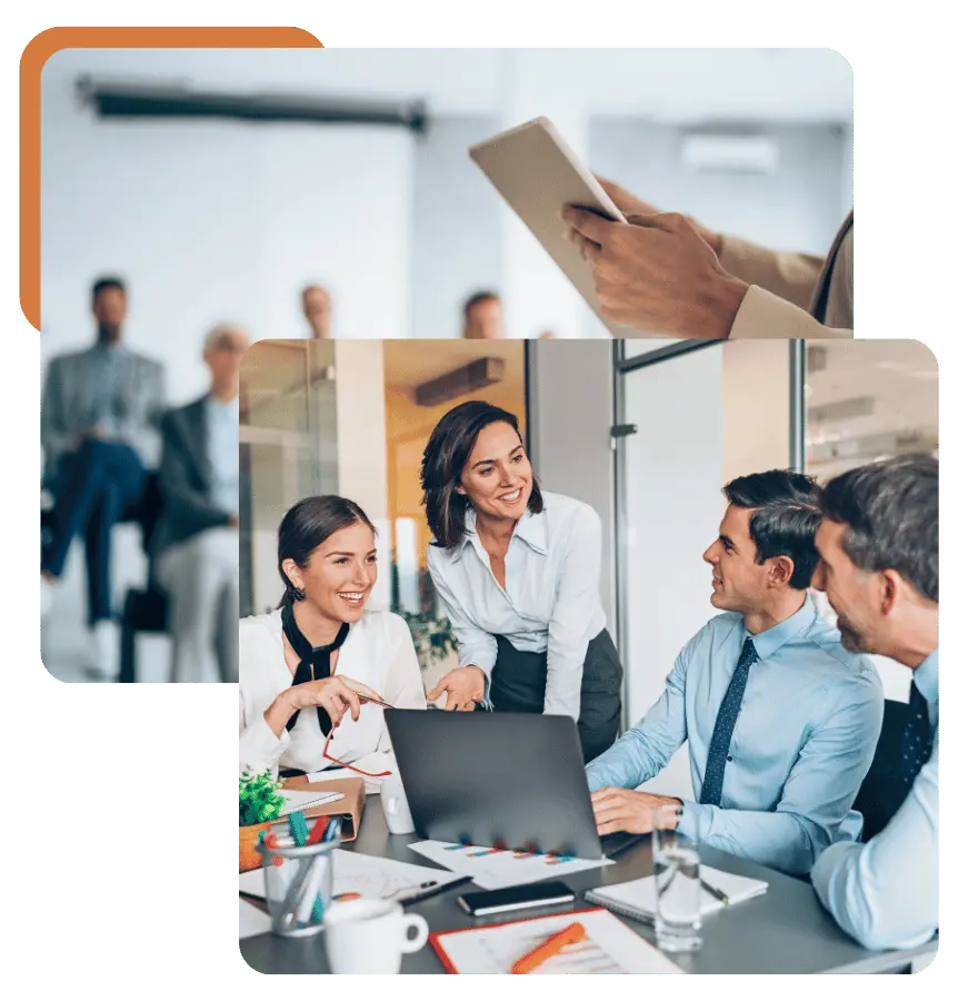 business meeting happing inside of office